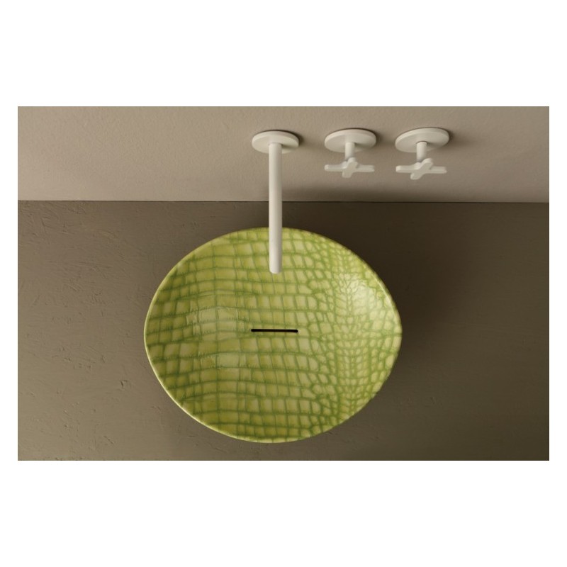 AFYA lavabo d'appoggio finitura pelle verde affondante