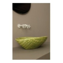 AFYA lavabo d'appoggio finitura pelle verde affondante