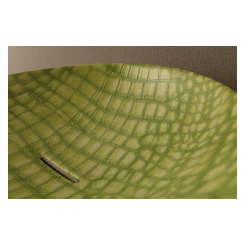 AFYA lavabo d'appoggio finitura pelle verde affondante