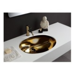 OVALE lavabo sottopiano finitura gold