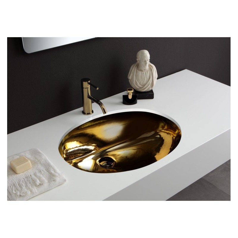 OVALE lavabo sottopiano finitura gold