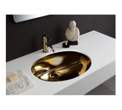 OVALE lavabo sottopiano finitura gold