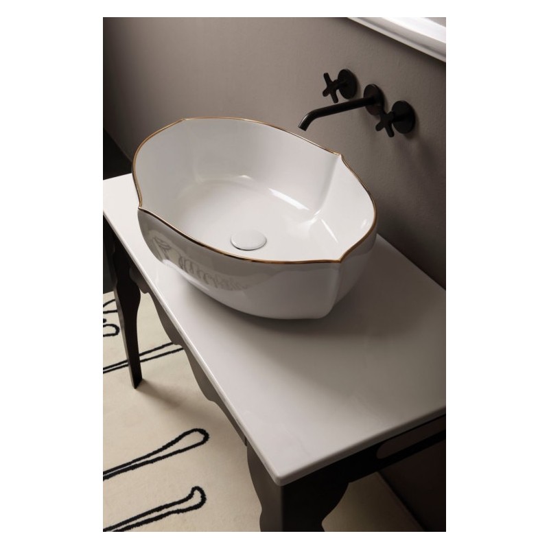 OYSTER lavabo d'appoggio finitura filo oro