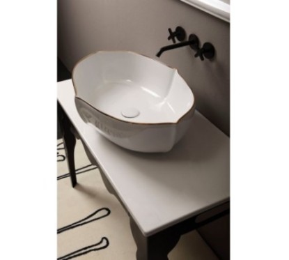 OYSTER lavabo d'appoggio finitura filo oro