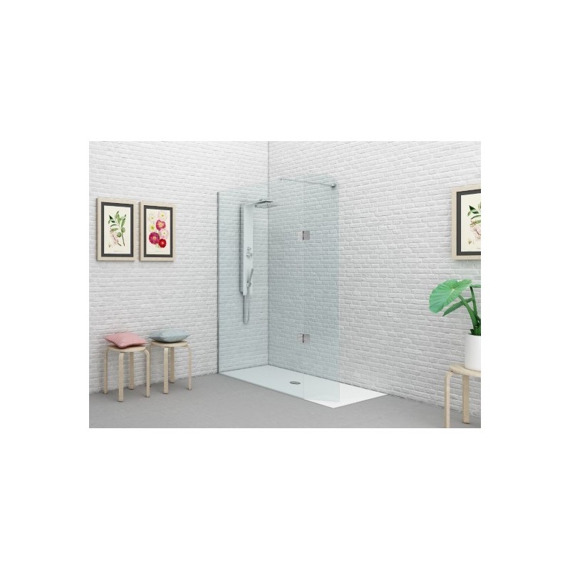 SYSTEM GLASS SG3 Parete doccia fissa + volet per Box Doccia cm 68+30 finitura cromo, trasparente 6 mm (misura 68+30 h.200)