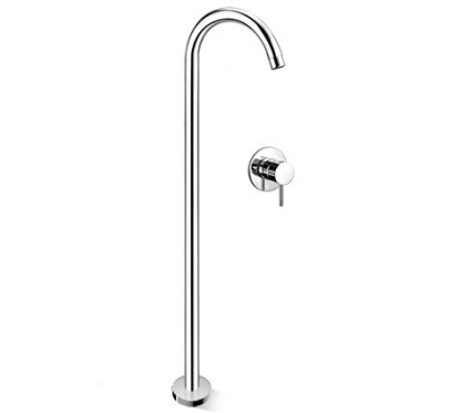 HEOS Bocca di erogazione a pavimento per lavabo con miscelatore incasso finitura nickel spazzolato