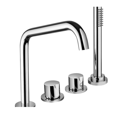ARKA miscelatore bordo vasca 4 fori con kit doccia finitura cromo