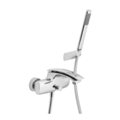 FLO Monocomando vasca con doccia e flessibile doppia aggraffatura finitura cromo