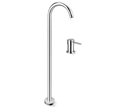HEOS Bocca di erogazione a pavimento per lavabo con miscelatore d'appoggio finitura nickel spazzolato