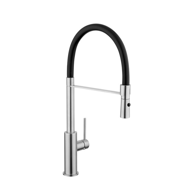 DYLAN Miscelatore monocomando lavello inox 316L bocca flessibile finitura pvd nero