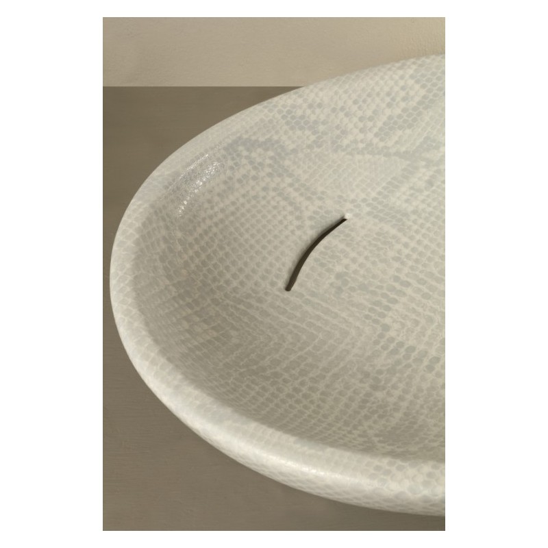 BIKO lavabo d'appoggio finitura pitone bianco