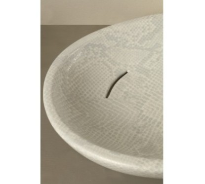 BIKO lavabo d'appoggio finitura pitone bianco