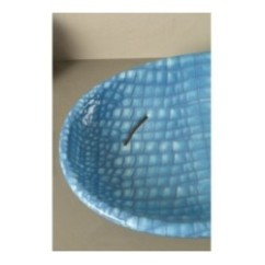 BIKO lavabo d'appoggio finitura pelle azzurra affondante