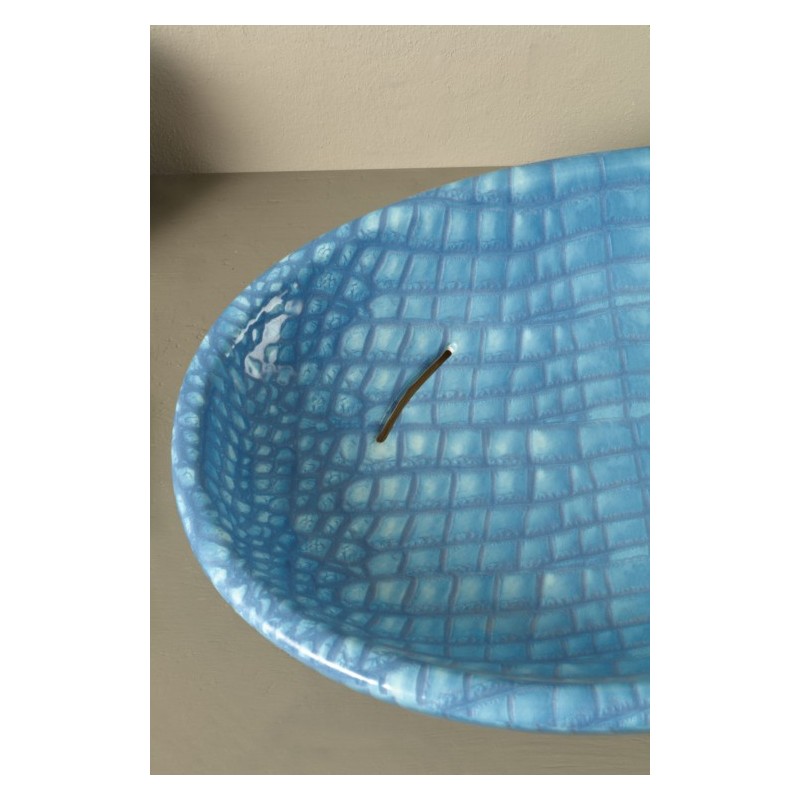 BIKO lavabo d'appoggio finitura pelle azzurra affondante