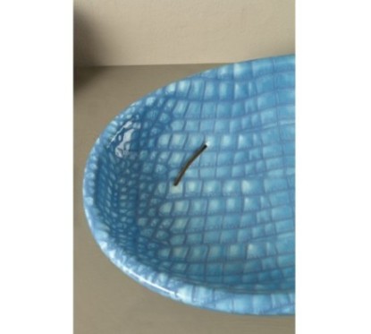 BIKO lavabo d'appoggio finitura pelle azzurra affondante