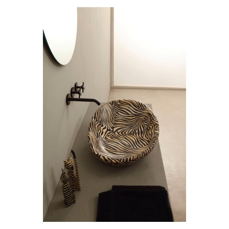 BIKO lavabo d'appoggio finitura zebra arancio