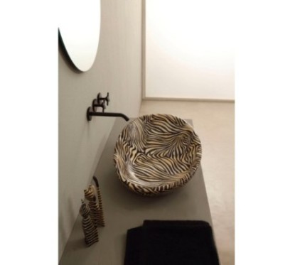 BIKO lavabo d'appoggio finitura zebra arancio