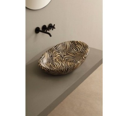 BIKO lavabo d'appoggio finitura zebra arancio