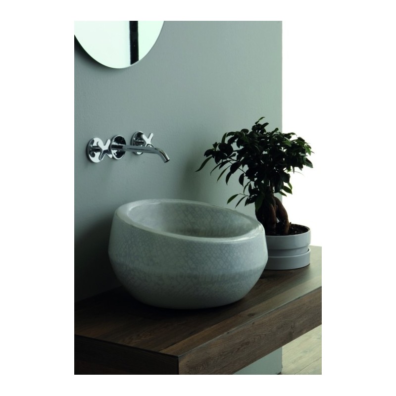 THABO lavabo d'appoggio finitura pitone bianco