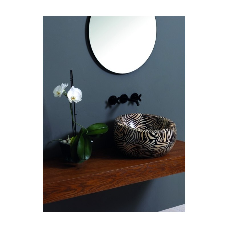 THABO lavabo d'appoggio finitura zebra arancio