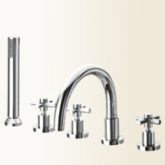 YUPPY Batteria bordo vasca con vitoni ceramici finitura nickel spazzolato