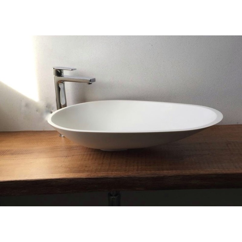 SOLID SURFACE - CORIAN  Lavabo da appoggio a goccia cm 61.6 finitura bianco
