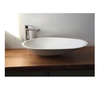 SOLID SURFACE - CORIAN  Lavabo da appoggio a goccia cm 61.6 finitura bianco