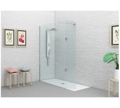 SYSTEM GLASS SG3 Parete doccia fissa + volet per Box Doccia cm 98+30 finitura cromo, trasparente 6 mm (misura 98+30 h.200)