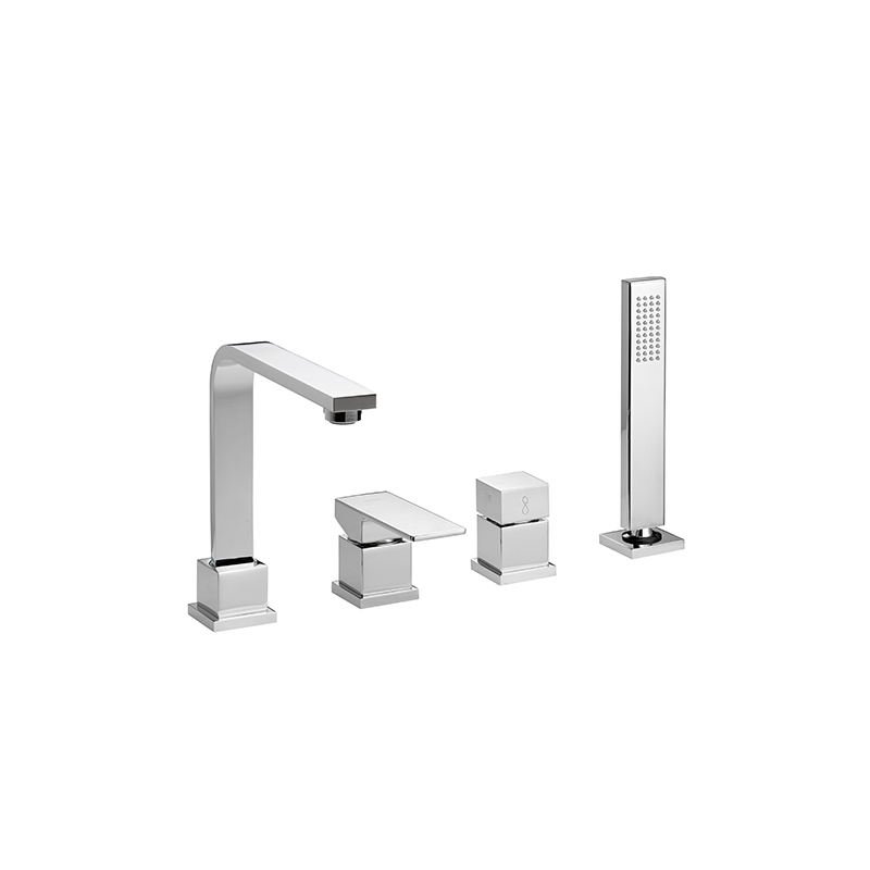 H-UNO Monocomando bordo vasca quattro fori finitura cromo