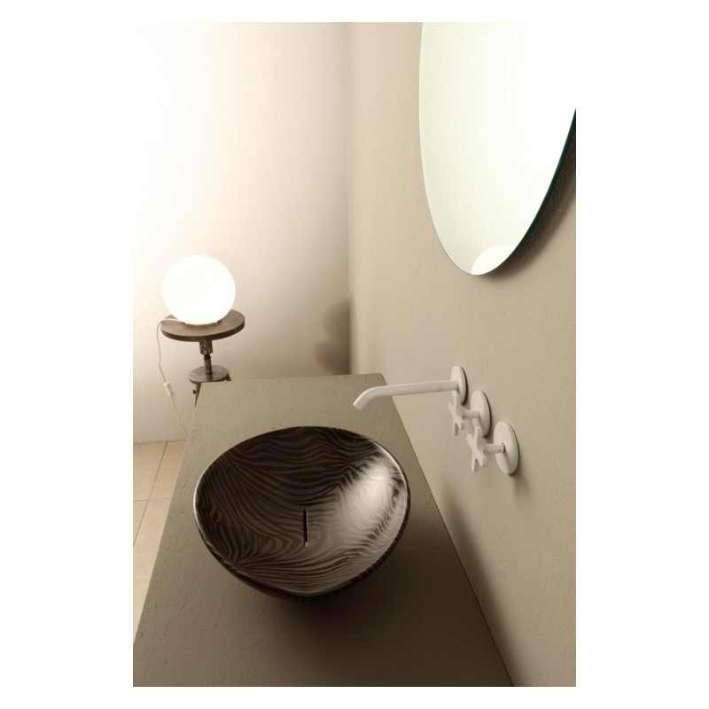 AFYA lavabo d'appoggio finitura pitone zebra argento