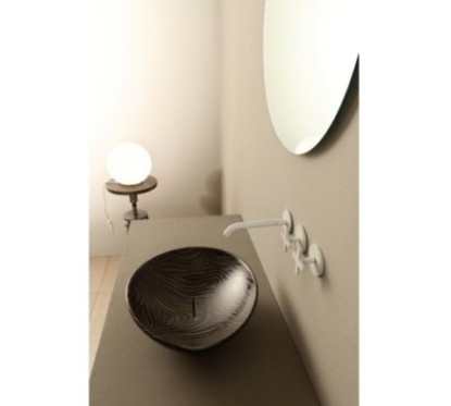 AFYA lavabo d'appoggio finitura pitone zebra argento