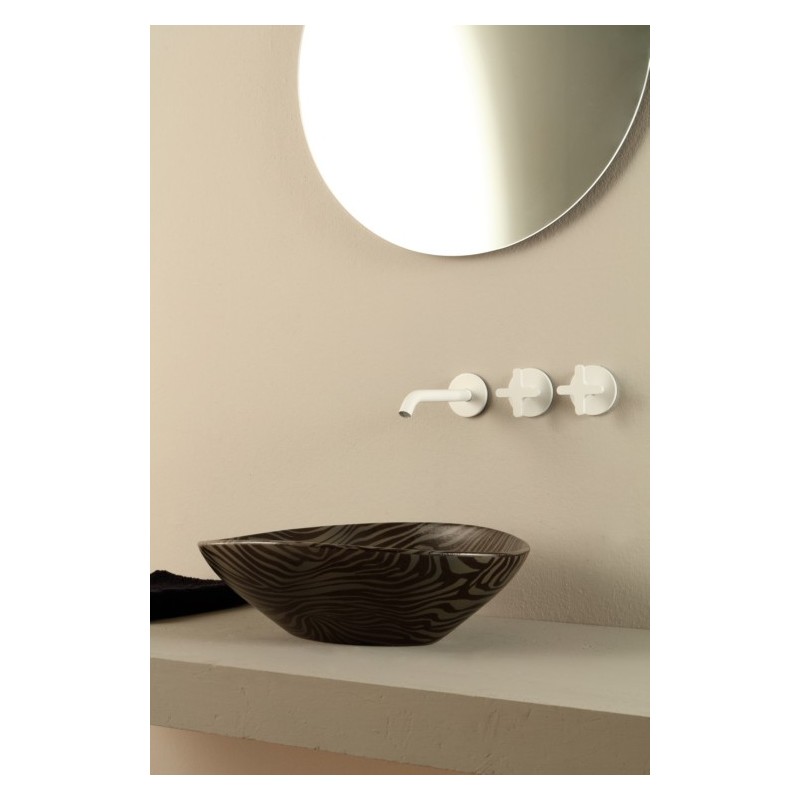 AFYA lavabo d'appoggio finitura pitone zebra argento