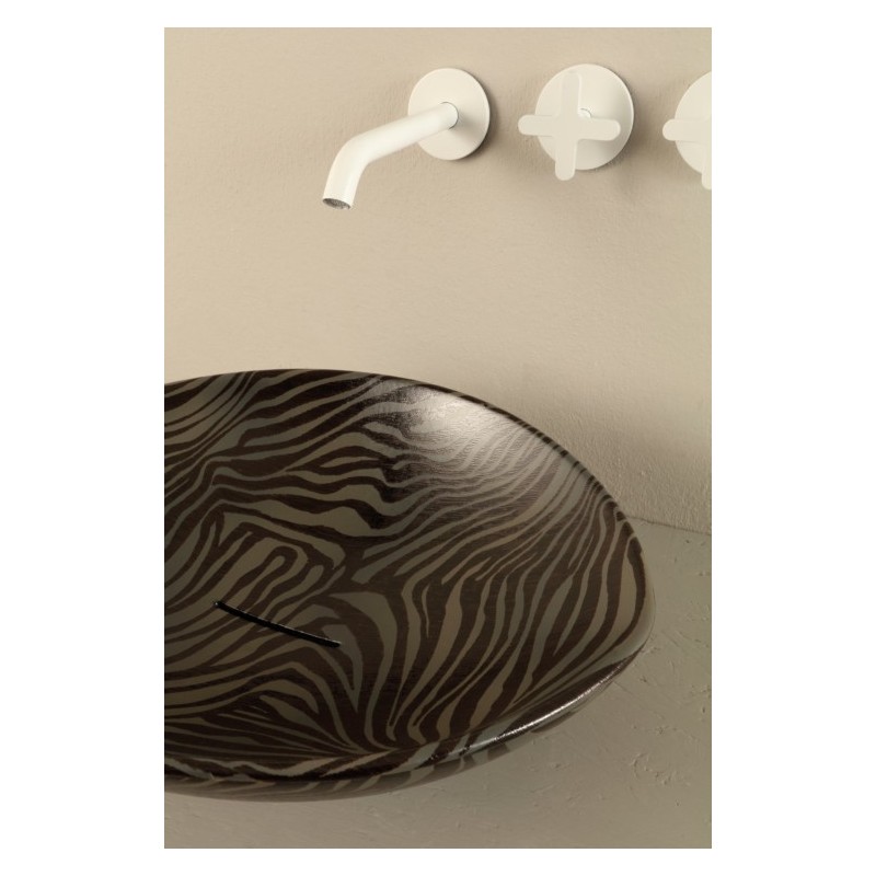 AFYA lavabo d'appoggio finitura pitone zebra argento