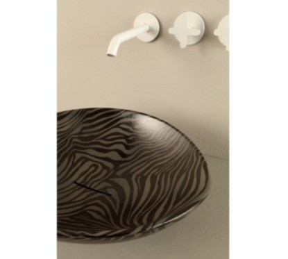AFYA lavabo d'appoggio finitura pitone zebra argento