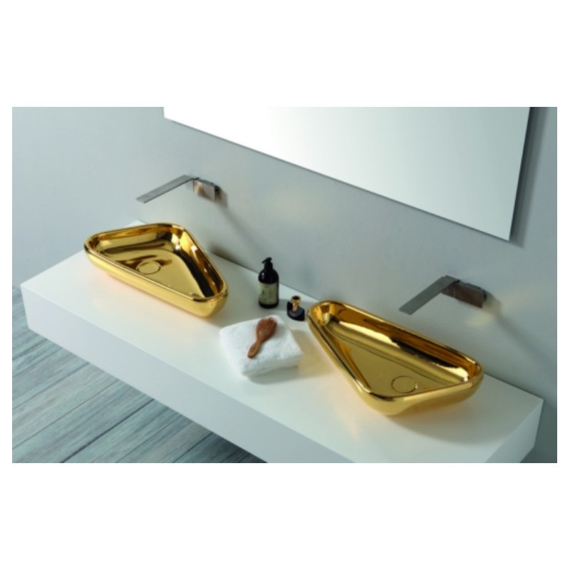 SCALENE lavabo d'appoggio finitura gold