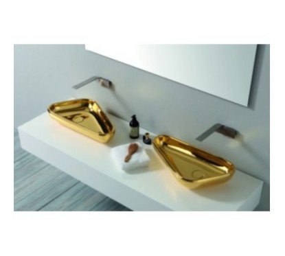 SCALENE lavabo d'appoggio finitura gold