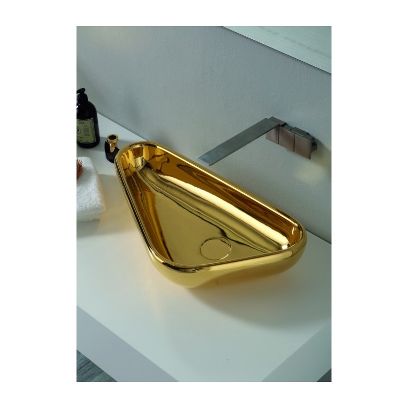 SCALENE lavabo d'appoggio finitura gold