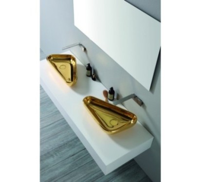 SCALENE lavabo d'appoggio finitura gold