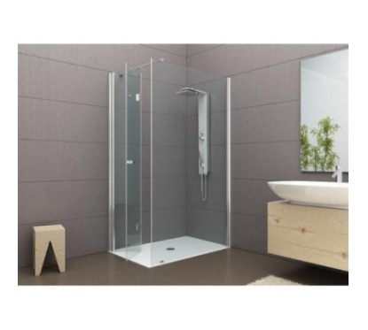 PANORAMA Box doccia Angolare fix+soffietto cm 140x80 finitura cromo  (misura 78/80-138/140 h.200)