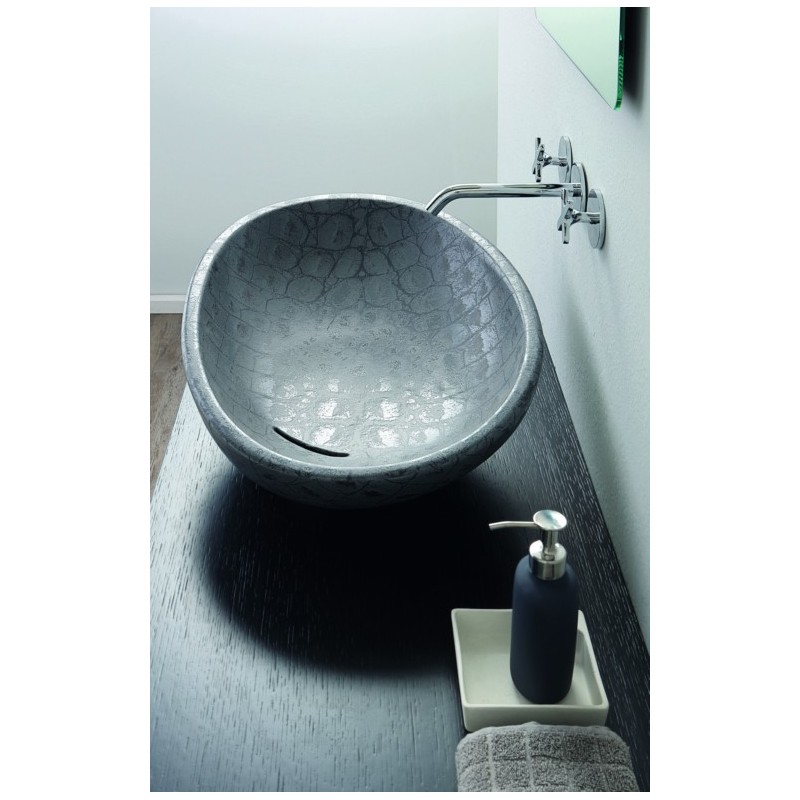 BIKO lavabo d'appoggio finitura caimano dark