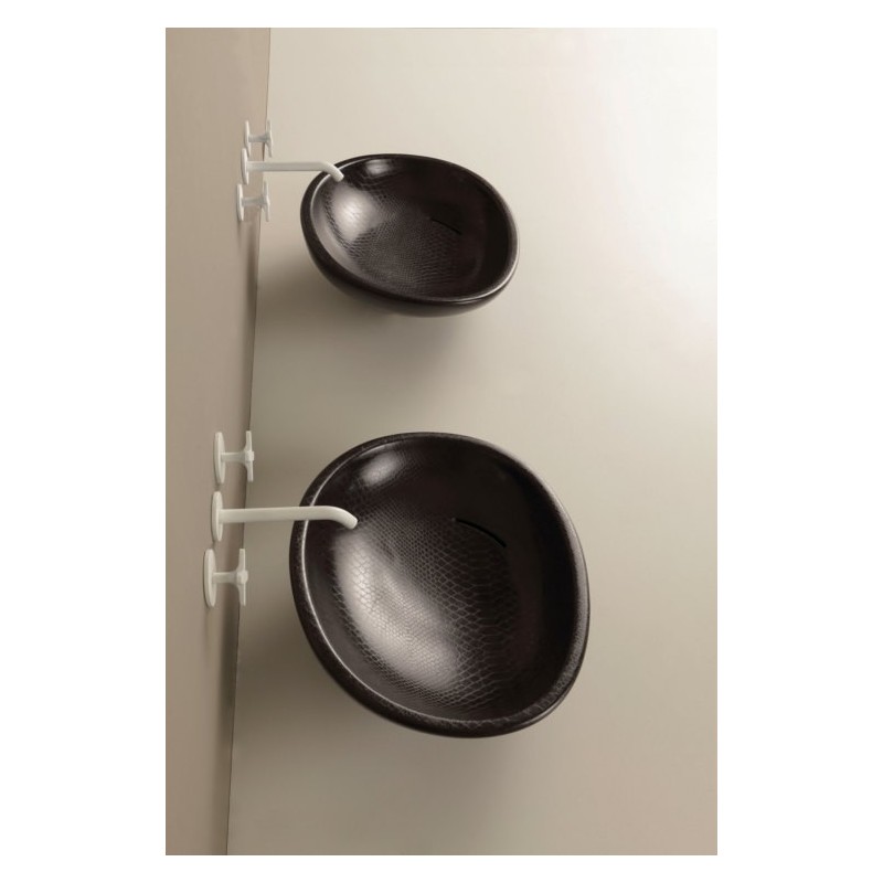 BIKO lavabo d'appoggio finitura pitone nero