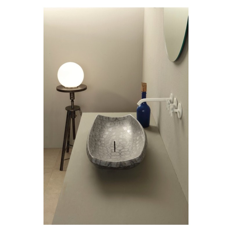 SHAKIA lavabo d'appoggio finitura caimano dark