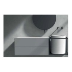 CORE 46 Lavabo da appoggio cm Ø37 + Struttura sottolavabo cm 46 x 46 in acciaio nero opaco