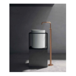 CORE 46 Lavabo da appoggio cm Ø37 + Struttura sottolavabo cm 46 x 46 in acciaio nero opaco