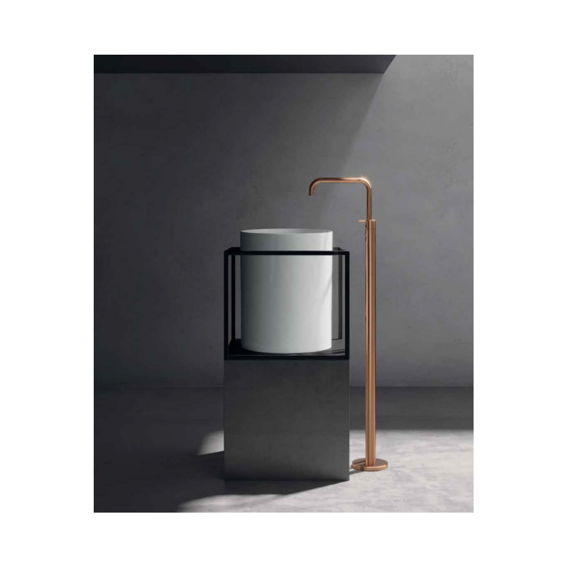 CORE 46 Lavabo da appoggio cm Ø37 + Struttura sottolavabo cm 46 x 46 in acciaio nero opaco