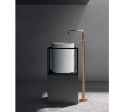 CORE 46 Lavabo da appoggio cm Ø37 + Struttura sottolavabo cm 46 x 46 in acciaio nero opaco