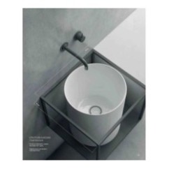 CORE 46 Lavabo da appoggio cm Ø37 + Struttura sottolavabo cm 46 x 46 in acciaio nero opaco