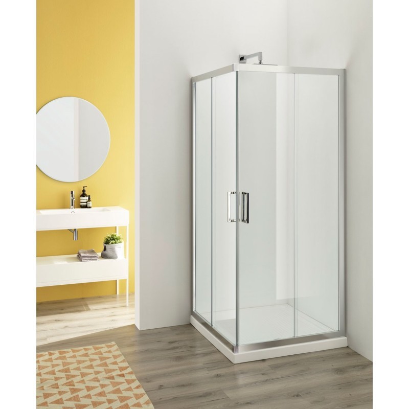 PLANO 68/70-98/100 x 195 H – 6mm satinato   – profilo cromo