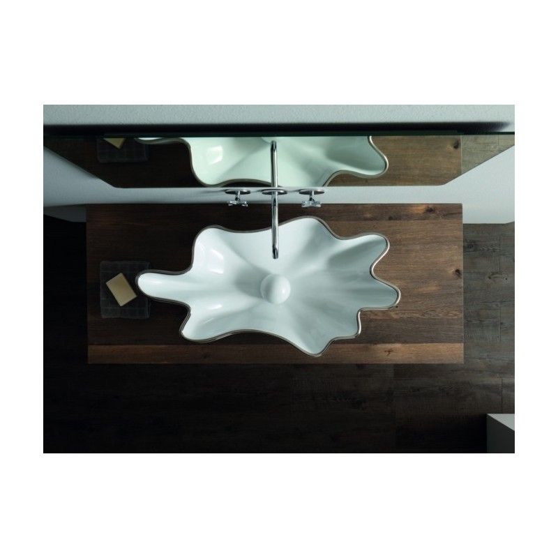 SHELL lavabo d'appoggio finitura filo platino