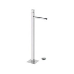 CUBE WATERFALL monocomando lavabo da pavimento con bocca a cascata finitura cromo